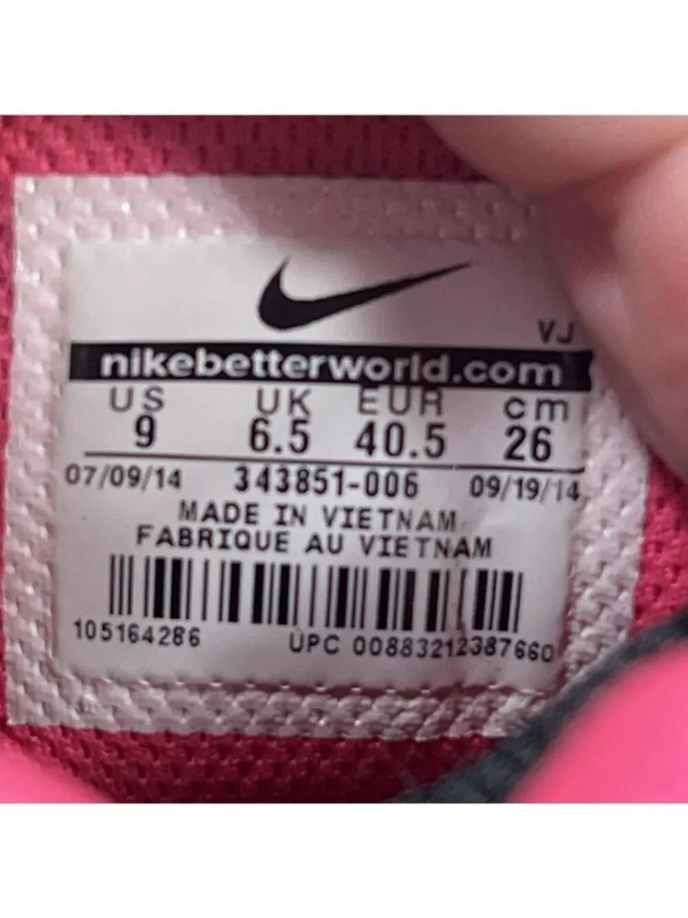 Nike Air Max Torch 4 Women's Size 9 Running Shoes Black Pink 343851-006